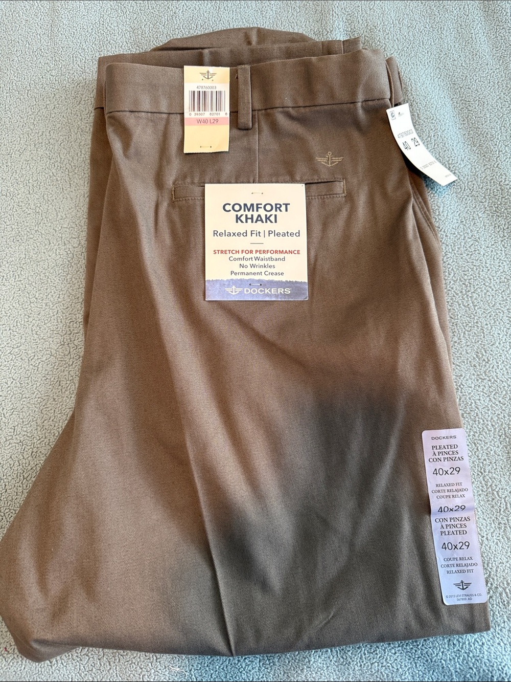 Dockers Men's Comfort Khaki Relaxed Fit Pleated Pants - Brown